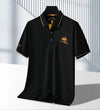 Ravicos Premium Black Polo T-Shirt with Gold Tipping | Men's Cotton Regular Fit Half Sleeve Polo