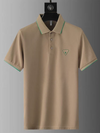 Ravicos Premium White Polo T-Shirt with Green Contrast | Men's Cotton Regular Fit Half Sleeve Polo