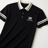 Ravicos Premium Black Polo T-Shirt with White Contrast Collar | Men's Cotton Regular Fit Half Sleeve Polo