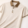 Ravicos Premium Cream Polo T-Shirt with Brown Contrast Collar | Men's Cotton Regular Fit Half Sleeve Polo